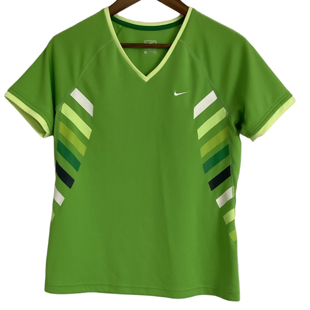 Nike Women’s Performance V-neck Lime Green Athletic Shirt Size Medium